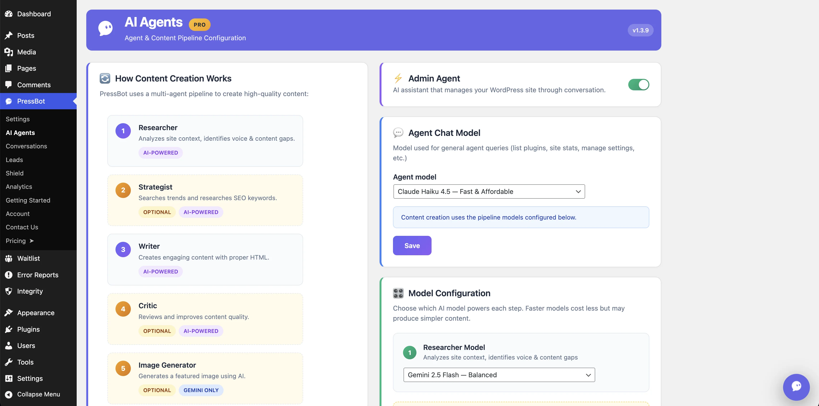 PressBot AI Agent pipeline configuration