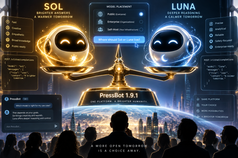 GPT-6 Sol and Luna in PressBot. The Balance Pick Is Public